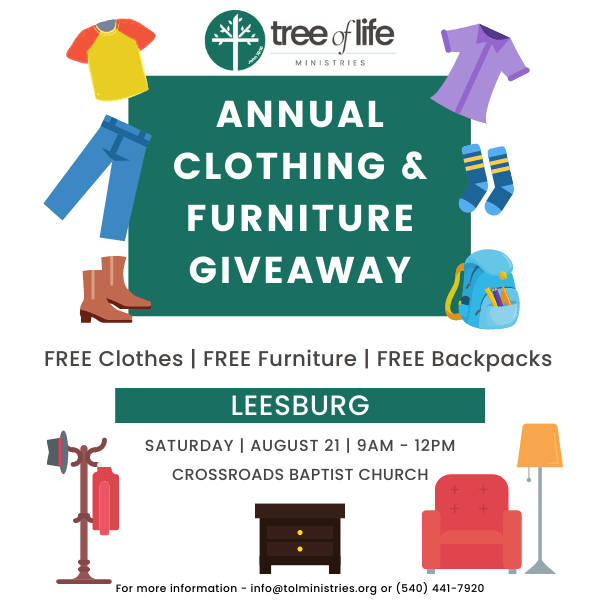Annual Clothing & Furniture Giveaway – LEESBURG - Tree of Life